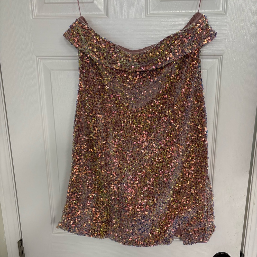 White Birch Pink‎ Sequin Strapless Dress Size XL